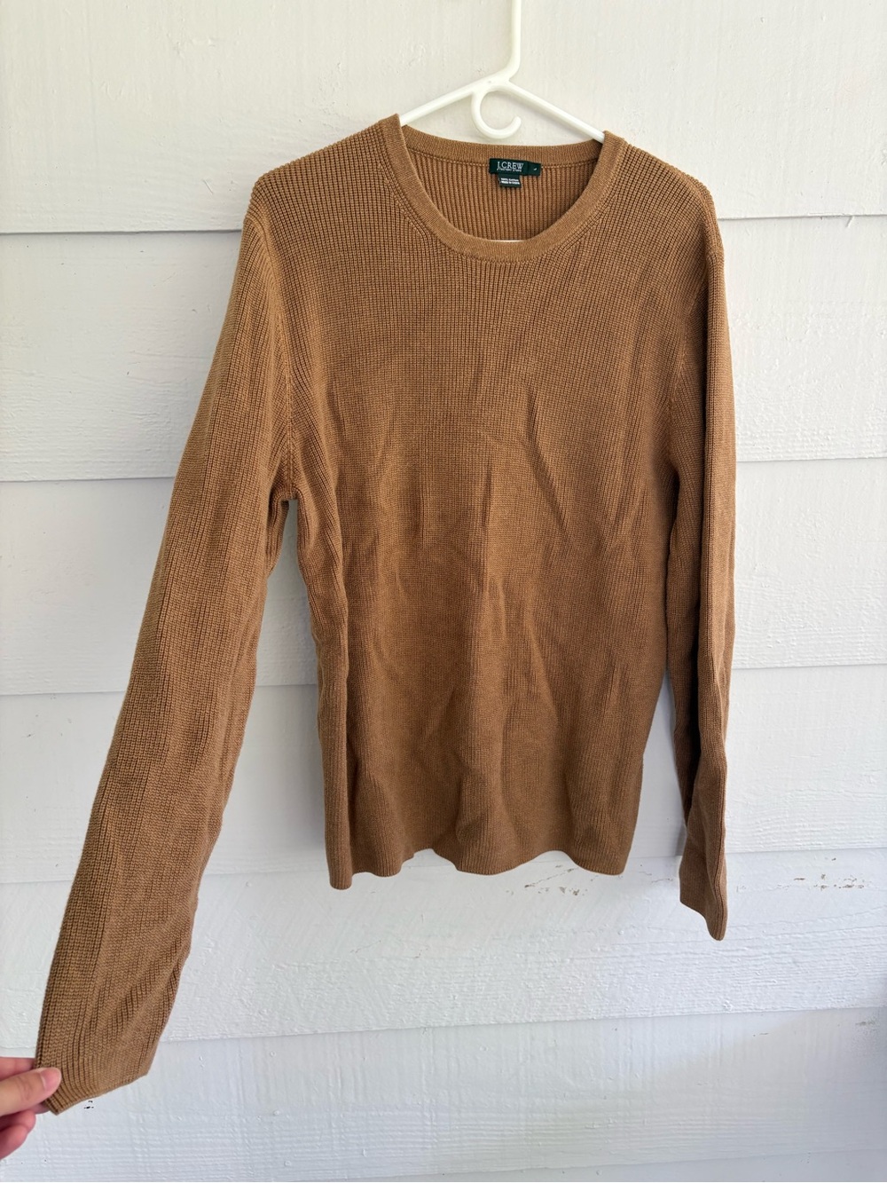 J.Crew Factory Men’s Large Brown 100% Cotton Crewneck Sweater Lightweight Knit